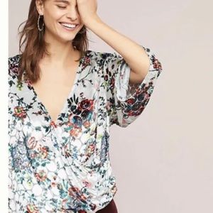 Anthropologie Maeve Umi Velvet Wrap Kimono Top Blouse XS